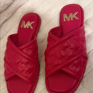 Michael Kors Bold Pink Slide Sandals